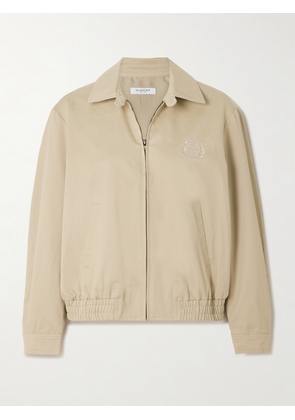 Sporty & Rich - Prep H&w Crest Embroidered Cotton-twill Jacket - Cream - x small,small,medium,large,x large