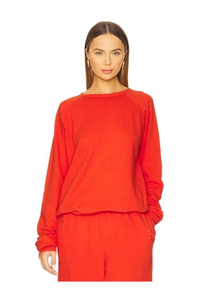 Eterne Oversized Lightweight French Terry Raglan Sweatshirt in Orange. Size L. Also in M, S, XL, XS.