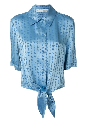 Off-White logo baseball knot blouse - Blue