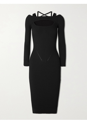 ANDREĀDAMO - Cutout Ribbed-knit Midi Dress - Black - x small,small,medium,large,x large
