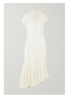 ANNA QUAN - Celine Asymmetric Hammered-satin Dress - White - UK 4,UK 6,UK 8,UK 10,UK 12,UK 14