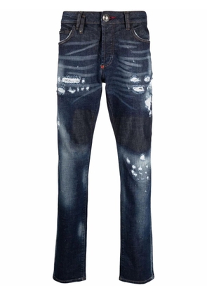 Philipp Plein Super Straight bandana-print jeans - Blue