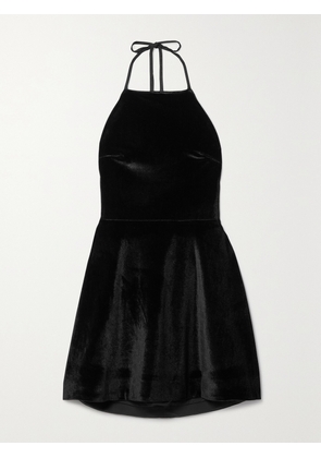 HVN - Reece Crystal-embellished Velvet Halterneck Mini Dress - Black - US0,US2,US4,US6,US8,US10,US12
