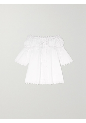 CHARO RUIZ KIDS - Campana Off-the-shoulder Crocheted Lace-paneled Cotton-blend Dress - White - 8 years,6 years,10 years,12 years