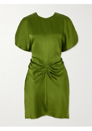 Victoria Beckham - Gathered Satin Mini Dress - Green - UK 4,UK 6,UK 8,UK 10,UK 12,UK 14