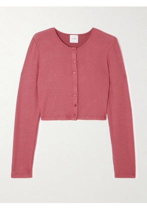 LESET - Lauren Cropped Brushed Stretch-knit Cardigan - Burgundy - x small,small,medium,large,x large