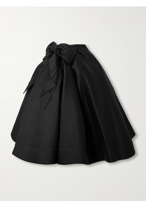 SHUSHU/TONG - Bow-embellished Wool And Silk-blend Twill Midi Skirt - Black - UK 4,UK 6,UK 8,UK 10,UK 12,UK 14