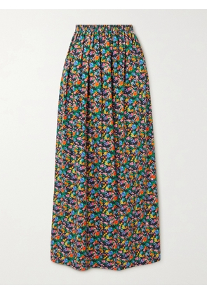 Tibi - Sabine Floral-print Cotton-poplin Maxi Skirt - Black - US0,US2,US4,US6,US8,US10,US12