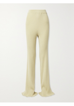 The Row - Carmine Ribbed Silk And Cotton-blend Straight-leg Pants - Neutrals - x small,small,medium,large