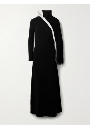 Proenza Schouler - Fringed Silk-blend Bouclé-knit Maxi Dress - Black - x small,small,medium,large