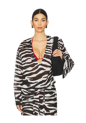 THE ATTICO Zebra Printed Top in White,Black. Size 36. Also in 38, 40, 42.