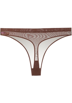 Maison Close Corps à Corps mesh thong - Brown