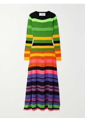 Christopher John Rogers - Open-back Striped Ribbed-knit Maxi Dress - Green - x small,small,medium,large,x large