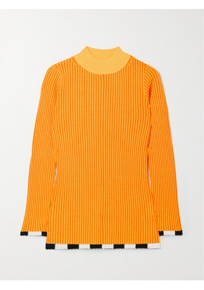 Christopher John Rogers - Color-block Ribbed Wool-blend Sweater - Orange - x small,small,medium,large,x large