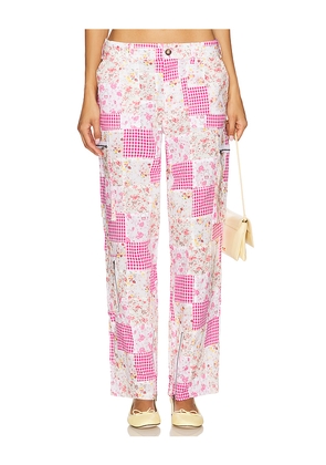 GUIZIO Adrian Patchwork Pant in Pink. Size L. Also in M, S, XS.