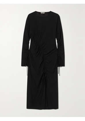 HOLZWEILER - Opinion Ruched Crepe Midi Dress - Black - xx small,x small,small,medium,large,x large