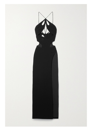 MÔNOT - Cutout Crepe Halterneck Gown - Black - US0,US2,US4,US6,US8,US10