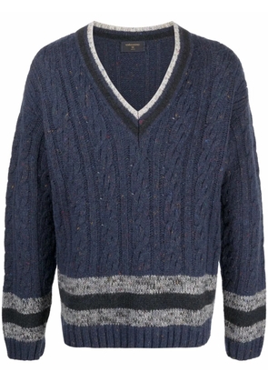 Valentino Garavani Pre-Owned 2000s cable knit striped detailing jumper - Blue