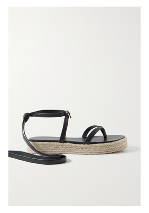 Gianvito Rossi - Ribbon Beachclub 20 Embellished Leather Espadrille Sandals - Black - IT34,IT34.5,IT35,IT35.5,IT36,IT36.5,IT37,IT37.5,IT38,IT38.5,IT39,IT39.5,IT40,IT40.5,IT41,IT41.5,IT42