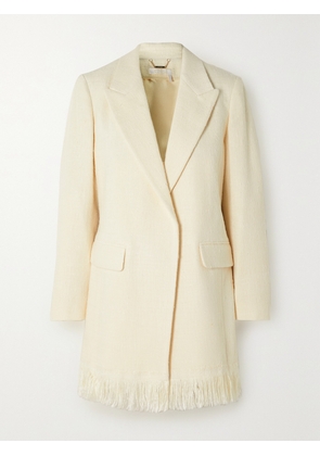 Chloé - Fringed Textured-silk Blazer - Off-white - FR 34,FR 36,FR 38,FR 40,FR 42,FR 44,FR 46