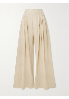 Chloé - Pleated Linen Wide-leg Pants - Neutrals - FR 34,FR 36,FR 38,FR 40,FR 42,FR 44,FR 46
