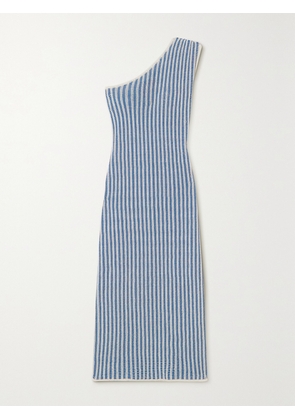 La DoubleJ - One-shoulder Crochet-knit Cotton-blend Midi Dress - Blue - x small,small,medium,large,x large