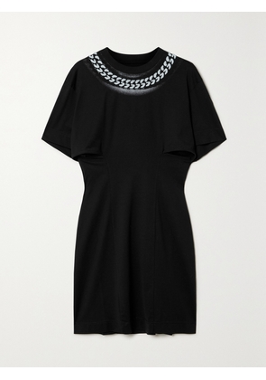 Givenchy - Cutout Printed Cotton-jersey Mini Dress - Black - x small,small,medium,large