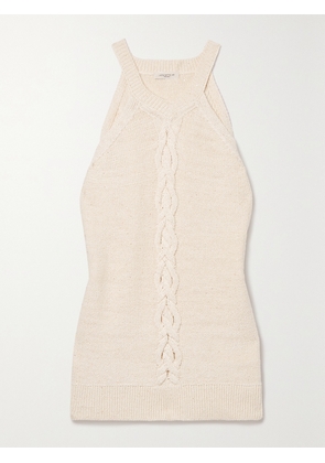 LAFAYETTE 148 - Sequin-embellished Cable-knit Linen-blend Tank - Off-white - x small,small,medium,large,x large,xx large