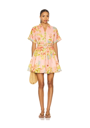 HEMANT AND NANDITA Short Dress With Buckle Belt in Coral. Size L. Also in S, XS, XXS.