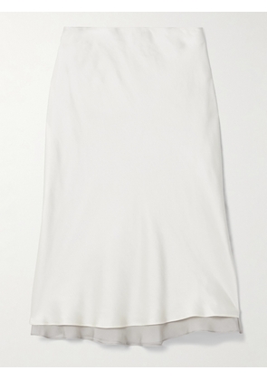KALLMEYER - Nola Silk Chiffon-trimmed Satin Midi Skirt - Cream - US0,US2,US4,US6,US8,US10,US12