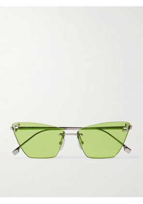 Fendi Eyewear - Rimless Cat-eye Crystal-embellished Silver-tone Sunglasses - Green - One size