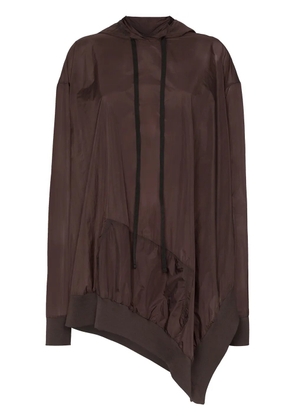UNRAVEL PROJECT asymmetric open-side hoodie - Brown