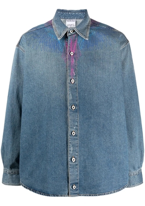 COUNTY OF MILAN Wings print denim shirt - Blue