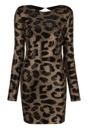 Philipp Plein leopard-print studded dress - Black