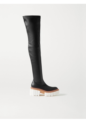 Stella McCartney - Emilie Vegetarian Leather Platform Over-the-knee Boots - Black - IT34,IT34.5,IT35,IT35.5,IT36,IT36.5,IT37,IT37.5,IT38,IT38.5,IT39,IT39.5,IT40,IT40.5,IT41