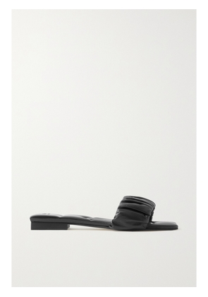 KHAITE - Crete Ruched Leather Slides - Black - IT36,IT36.5,IT37,IT37.5,IT38,IT38.5,IT39,IT39.5,IT40,IT40.5,IT41