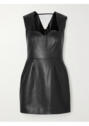 Versace - Paneled Leather Mini Dress - Black - IT38,IT40,IT42,IT44,IT48,IT50