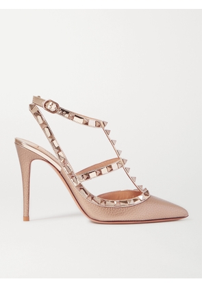 Valentino Garavani - Rockstud 105 Metallic Textured-leather Pumps - Rose gold - IT34,IT34.5,IT35,IT35.5,IT36,IT36.5,IT37,IT37.5,IT38,IT38.5,IT39,IT39.5,IT40,IT40.5,IT41,IT41.5,IT42
