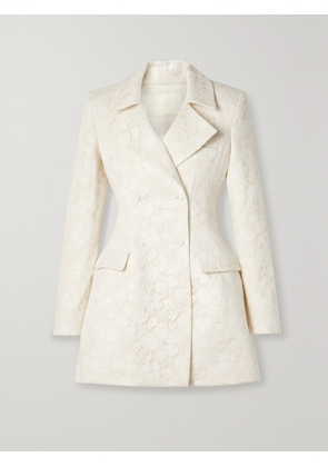 Danielle Frankel - Lilia Double-breasted Cotton-blend Corded Lace Mini Dress - Ivory - US0,US2,US4,US6,US8,US10,US12