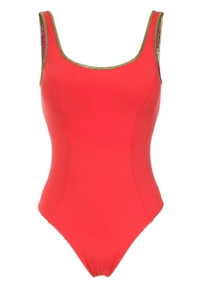 Amir Slama gold-tone trimming swimsuit - Red