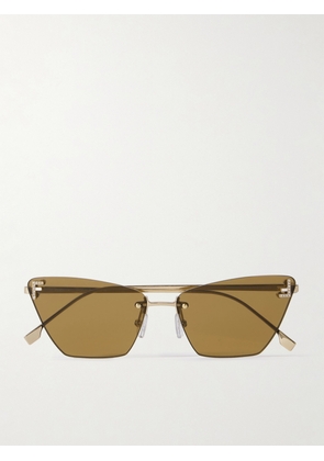 Fendi Eyewear - Rimless Cat-eye Crystal-embellished Rose Gold-tone Sunglasses - One size