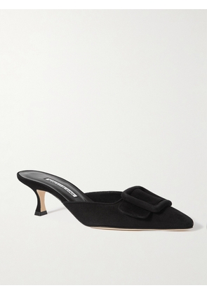 Manolo Blahnik - Maysale 50 Buckled Suede Mules - Black - IT34,IT34.5,IT35,IT35.5,IT36,IT36.5,IT37,IT37.5,IT38,IT38.5,IT39,IT39.5,IT40,IT40.5,IT41,IT41.5,IT42,IT42.5,IT43