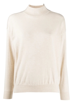 Brunello Cucinelli brass-embellished cashmere jumper - Neutrals