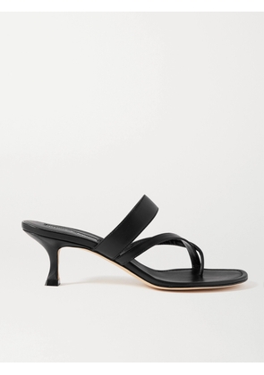 Manolo Blahnik - Susa 50 Leather Sandals - Black - IT34,IT34.5,IT35,IT35.5,IT36,IT36.5,IT37,IT37.5,IT38,IT38.5,IT39,IT39.5,IT40,IT40.5,IT41,IT41.5,IT42,IT43
