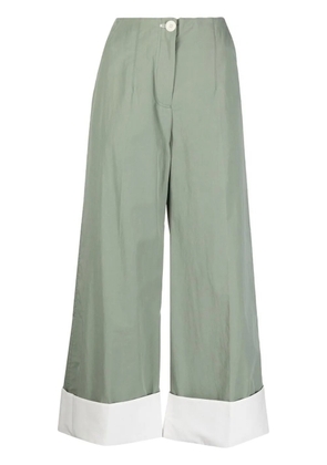 Low Classic wide-leg turn-up trousers - Green