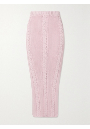 JOSLIN - + Net Sustain Aurora Cable-knit Linen-blend Midi Skirt - Pink - x small,small,medium,large