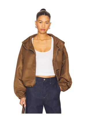 Citizens of Humanity Cropped Windbreaker in Brown. Size L. Also in M, S, XL, XS.