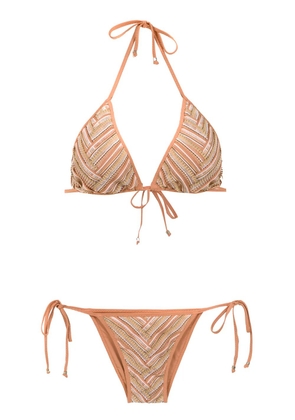 Amir Slama graphic-print bikini - Neutrals