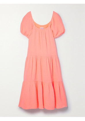 HONORINE - Pamela Tiered Cotton-seersucker Midi Dress - Orange - x small,small,medium,large
