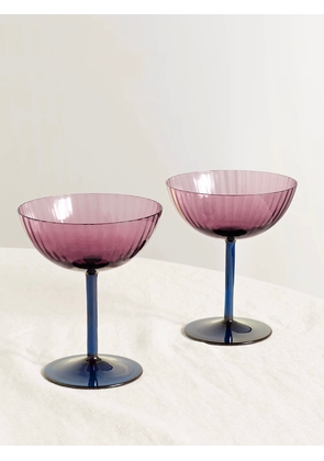La DoubleJ - Set Of Two Murano Glass Champagne Coupes - Purple - One size